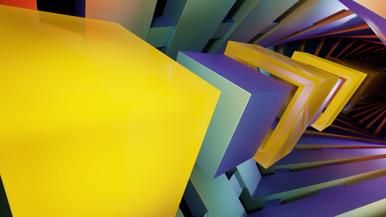 formas geométricas 3d abstractas en un túnel colorido