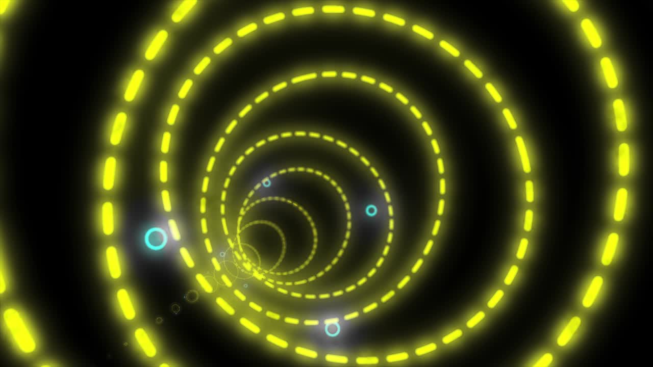 노란색 서클 라인을 가진 터널 루핑, 오버레이 템플릿은 검은색 배경에 고립되어 있습니다.이 미래의 3d는 부드러운 움직임을 위해 4k 30fps로 만들어졌습니다.