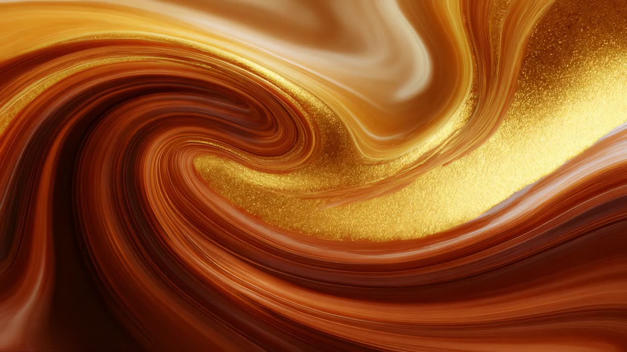 Mesmerizing Flow of Rich Earthy Tones with Golden Accents Captured in Stunning Abstract Swirls: A Visual Symphony of Warm Browns and Glimmering Golds Evoking Depth and Texture in a Unique Artistic Display