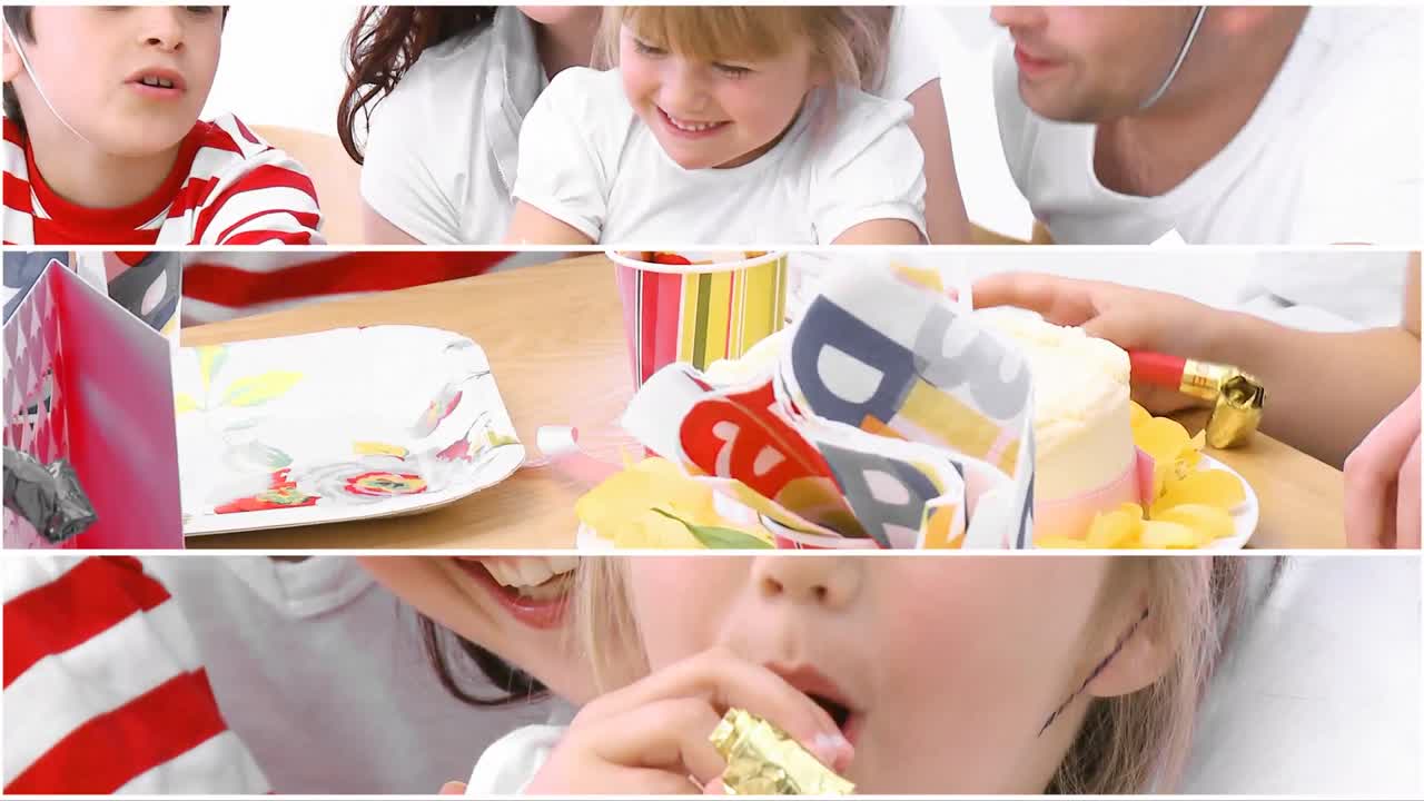 Primo piano di una famiglia sorridente che gioca insieme