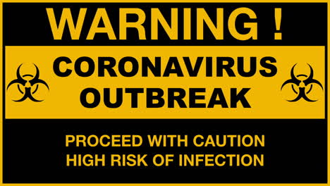 Animated,-flashing-coronavirus-outbreak-warning-sign-in-black-and-orange-with-biohazard-signs