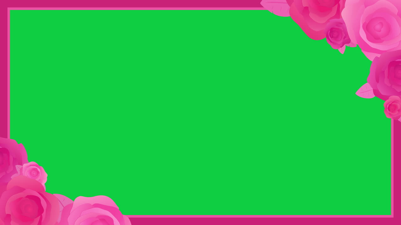 marco de rosas rosas con una pantalla verde