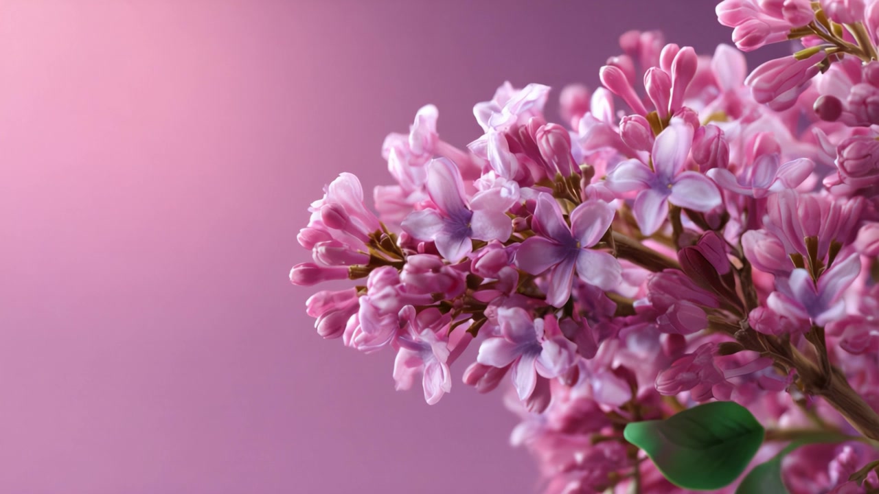 Mekar Indah Bunga Lilac dengan Latar Belakang Merah Muda Lembut, Menampilkan Kelopak Cerah dan Warna Kaya dalam Tampilan Bunga Tenang untuk Pecinta Alam