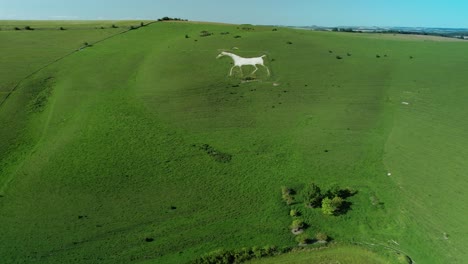 alton barnes scoured white horse chalk art countryside aerial view towards farmland landmark