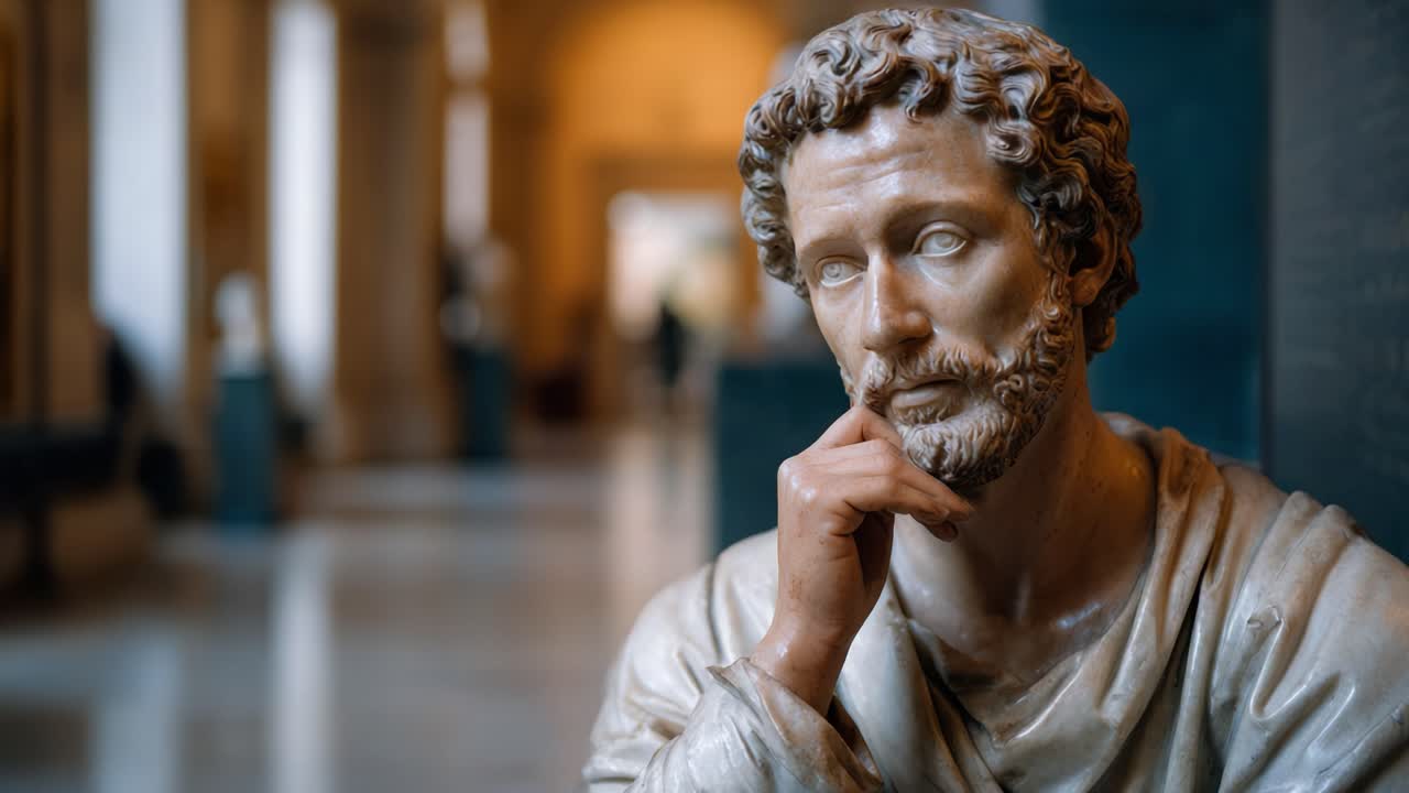 Una Scultura in Marmo Pensierosa: Ritratto accattivante di una figura assorta in profonda contemplazione, che incarna emozione e storia in un capolavoro artistico senza tempo.