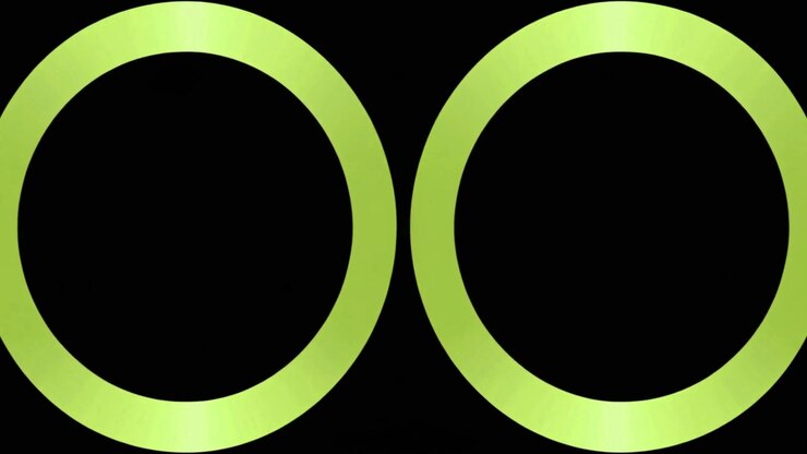 Abstract Animation of Expanding and Contracting Neon Green Circles