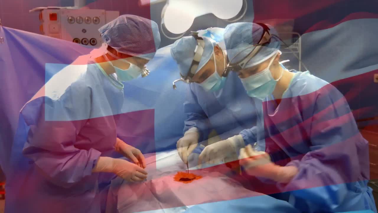 수술실에서 외과 의사 들 위 에 스위스  ⁇ 발 이 흔들리는 애니메이션