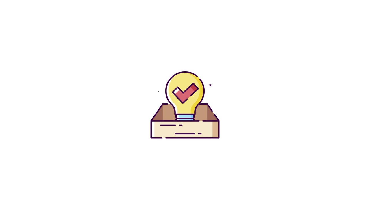 Animated Lightbulb with Checkmark in a Box
