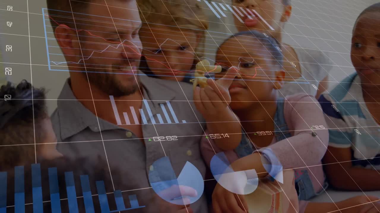 animación del procesamiento de datos en diversos escolares con aprendizaje del maestro