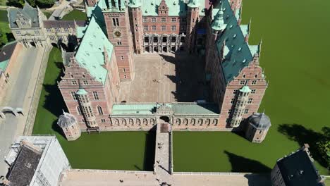 frederiksborg castle drone pan up