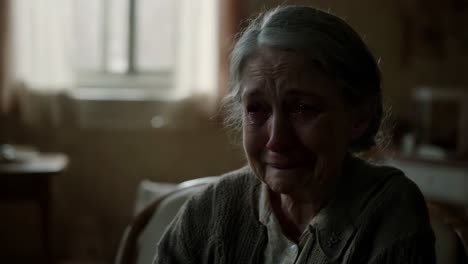 crying elderly woman