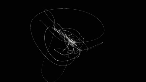 Visual effects, VFX, ribbons grow particles on black background 3D animation