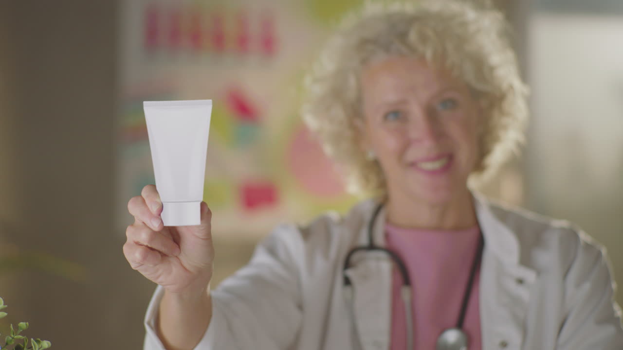 Medico che tiene un tubetto cosmetico vuoto