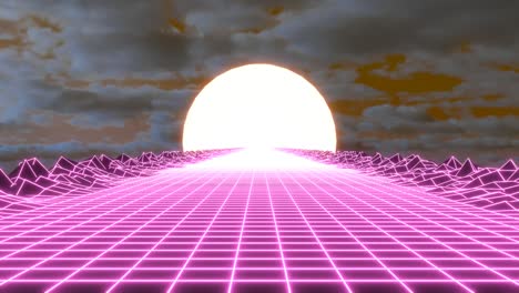 el fondo de animación 3d retro de los años 80
