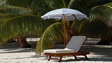 lounge chair and umbrella on a tropical beach