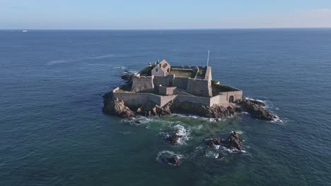 national fort on islet near saint-malo coast, brittany in france