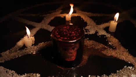 Metaphorical still life of occult symbols