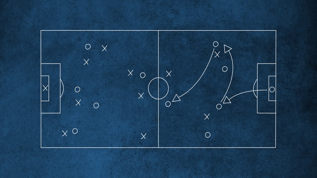 Animation of football game strategy plan against textured blue background