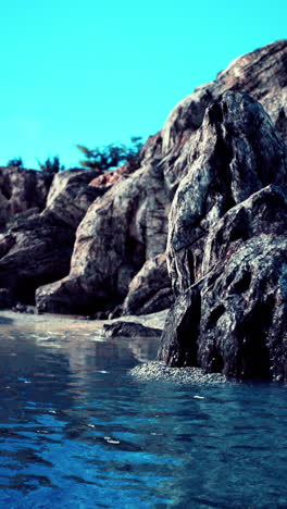 rocky coastline with azure water