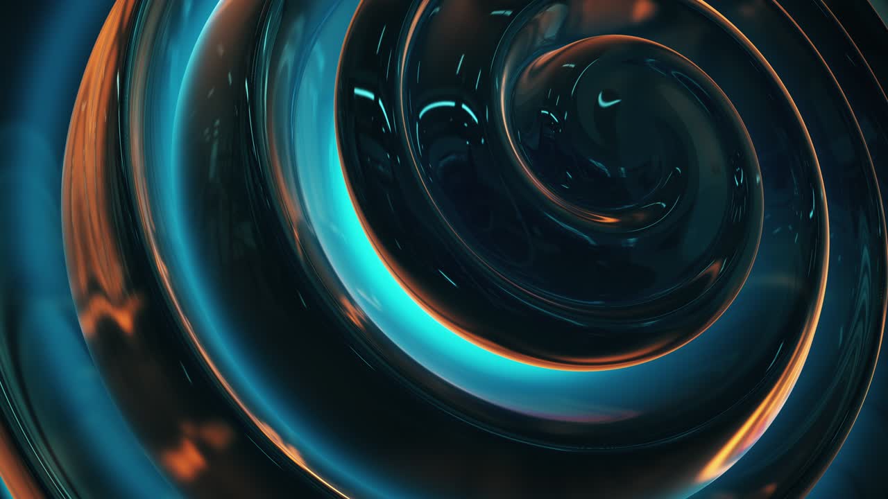 Abstraktní lesklá reflexní zrcadlová spirálová smyčka pozadí.