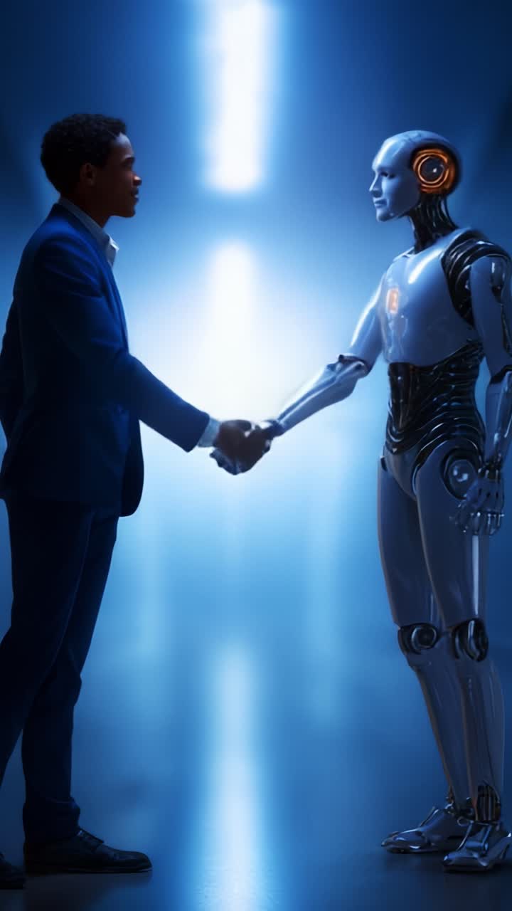 A fascinating encounter between human and robot showcasing the ...
