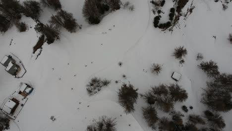 aerial views of the swiss city of zermatt in winter