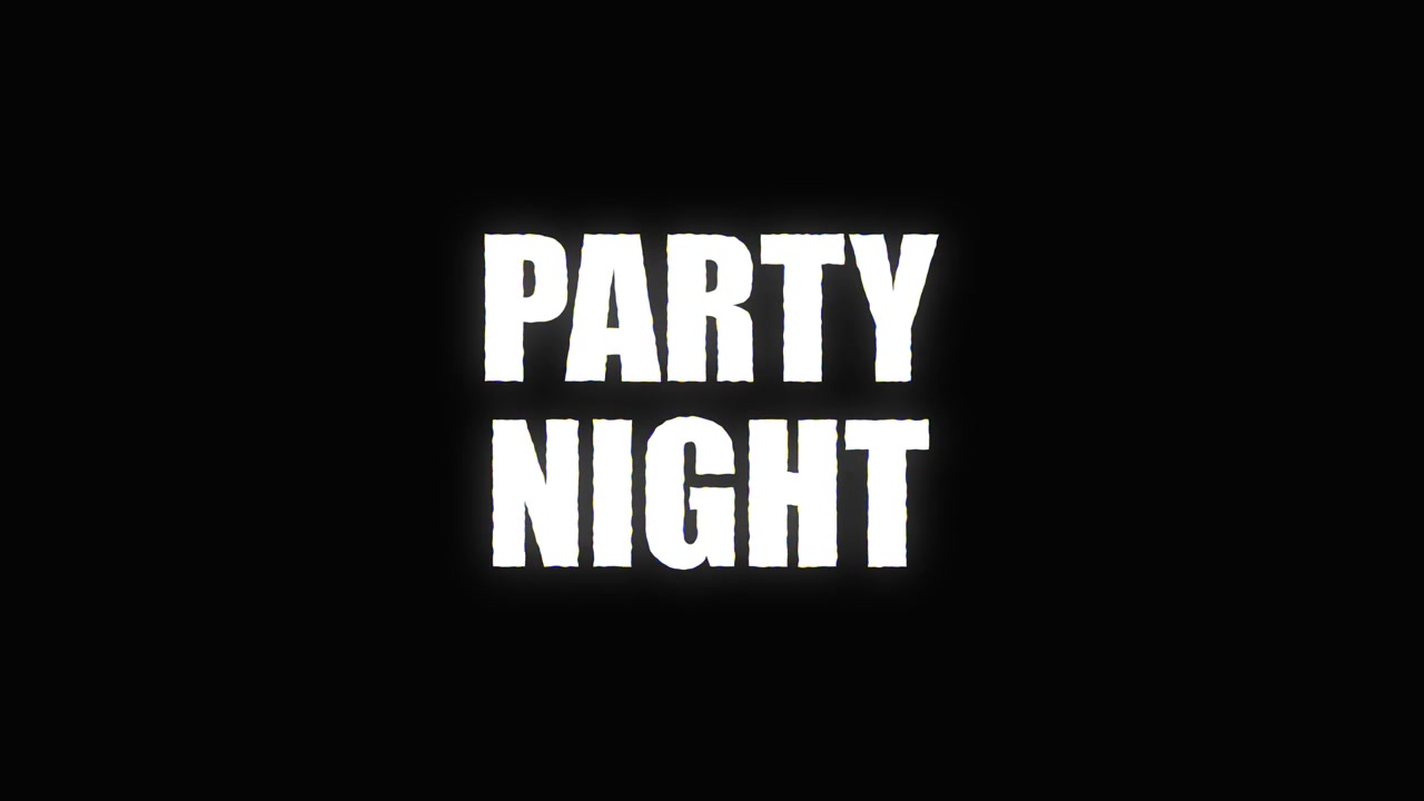 Party night text. Colorful stretch typography text. Party in retro style. 4k loop animation. Intro text. Vj animation for night clubs, LED screens, music videos, social media, festival. 80s.