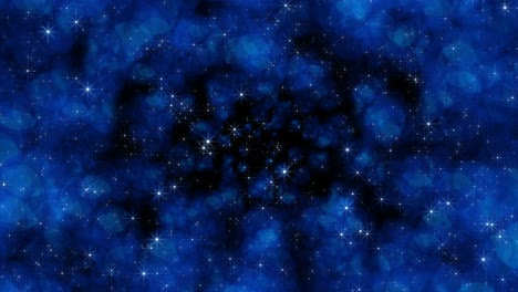 ilusión cósmica. nubes abstractas en un túnel con estrellas relucientes.