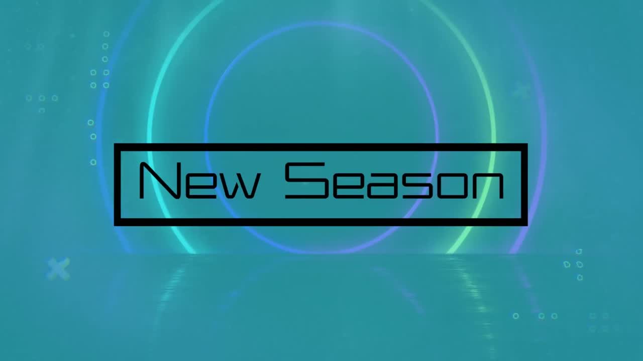 animación del texto de la nueva temporada y círculos sobre fondo negro