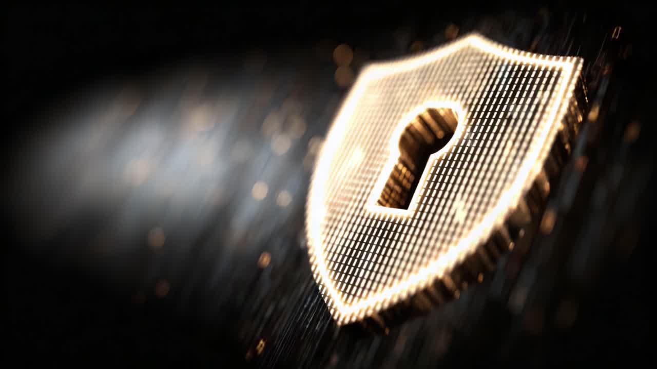 Digital Shield Showcasing Cybersecurity with a Keyhole Symbol Representing Protection and Safeguarding Information in a Modern Technological Environment