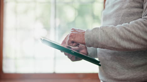 home, typing and man with a tablet