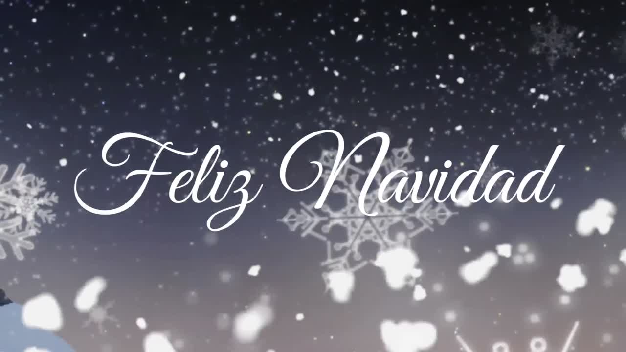 animación de feliz navidad felicitaciones de navidad texto sobre la nieve que cae