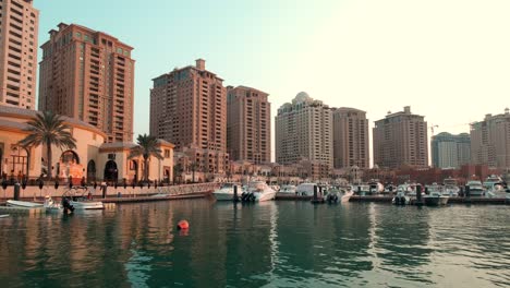 porto arabia marina in the peral doha, qatar afternoon shot