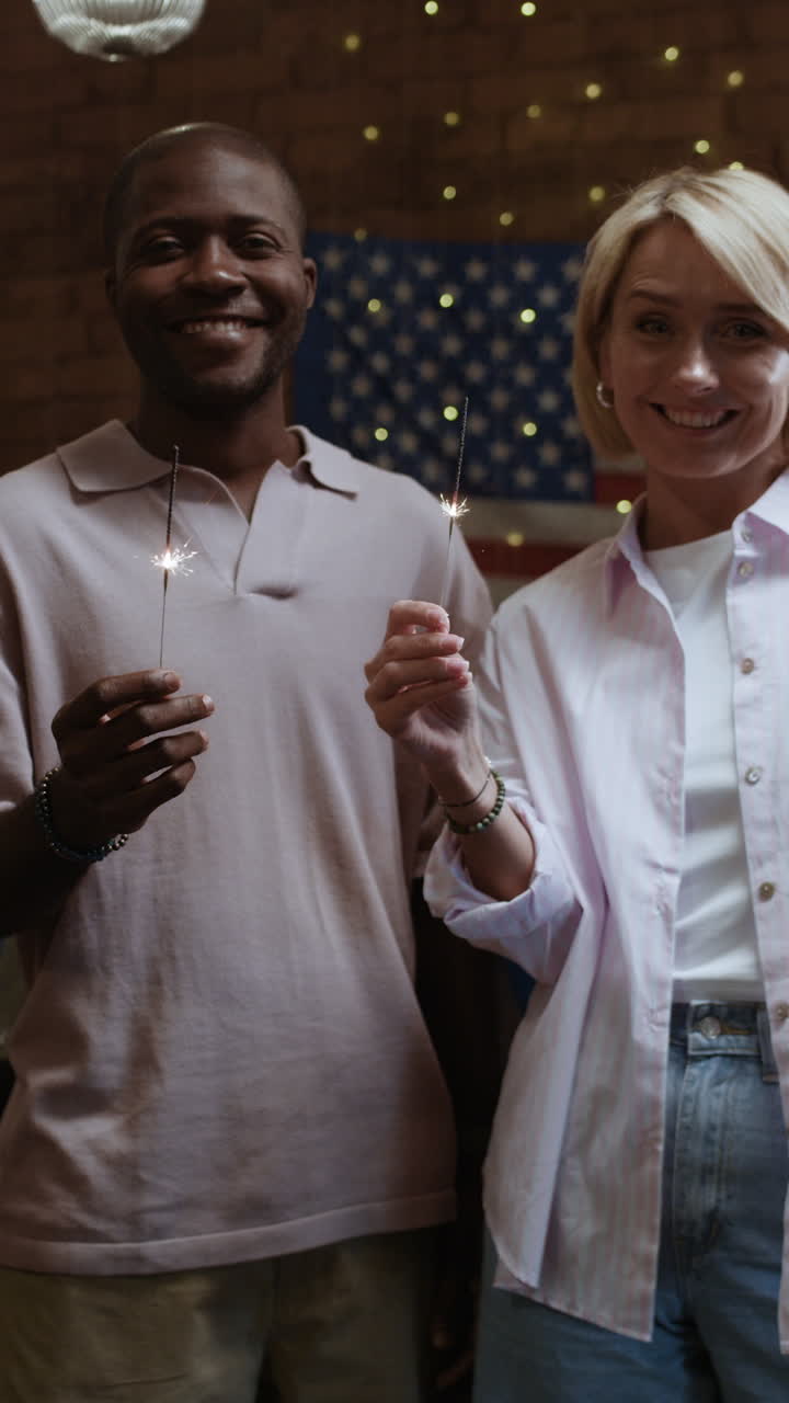 Couple Celebrating with Sparkler