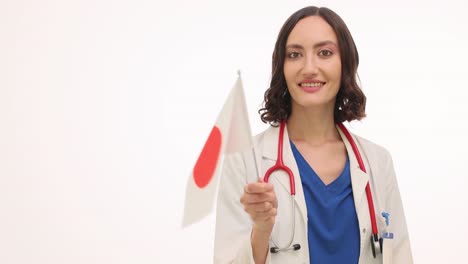 Doctor Holding Flag of Japan