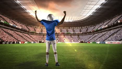 animation of american football player over sports stadium