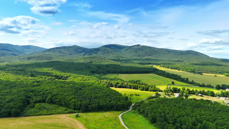 green hills in europe. expansive view of green hills and fields in europe under a clear blue sky on a sunny day, showcasing nature's beauty