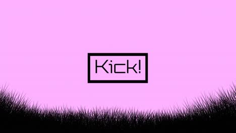 animation of kick text and grass on pink background