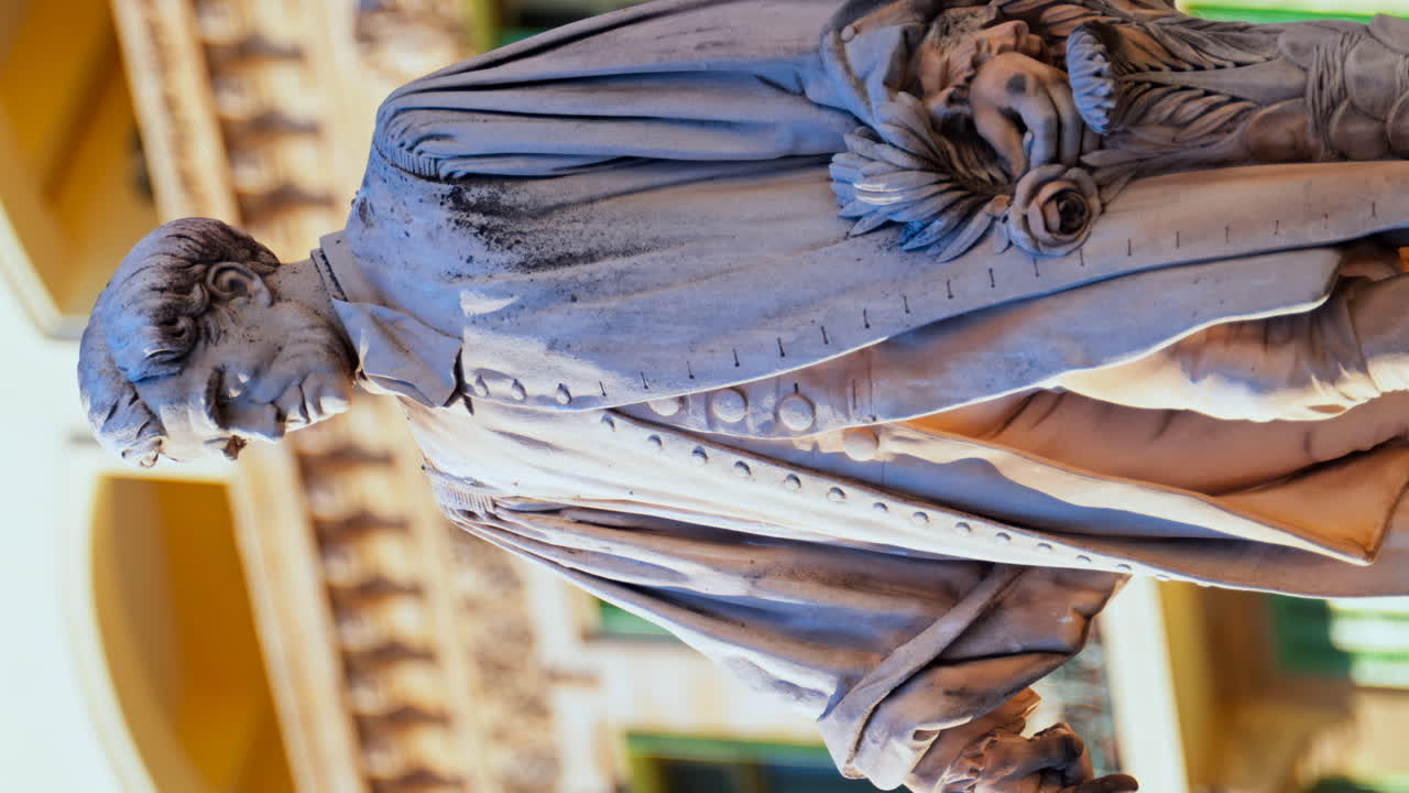 View of the Lord Brougham Statue on the street in daylight in Cannes, France