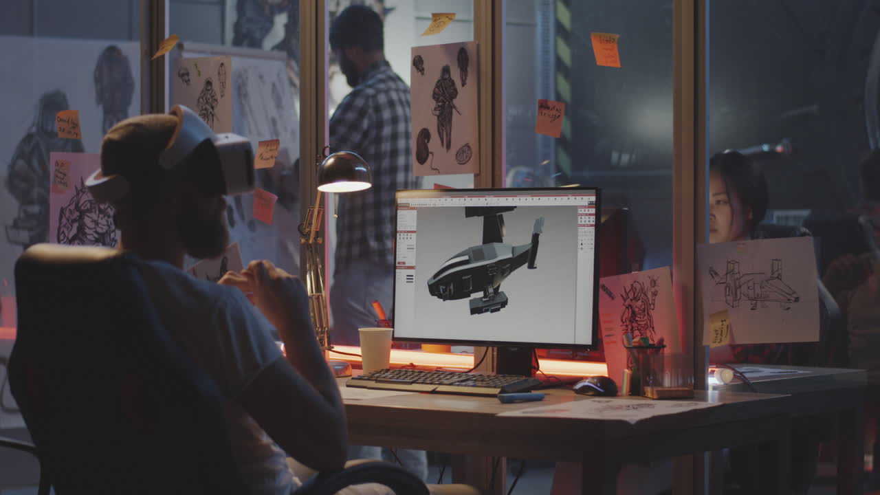 VR Design Team Working on 3D Model