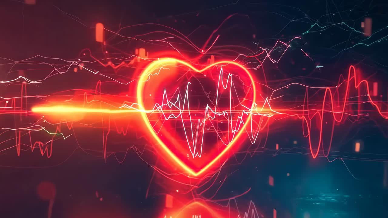 중간에 심장 박동 선이 있는 은 심장