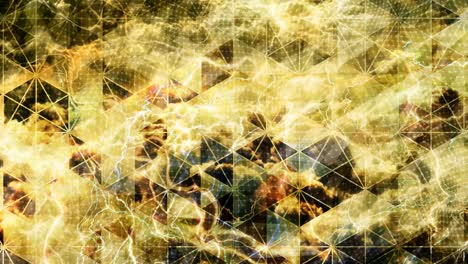 patrón geométrico amarillo con rayos eléctricos deformados - animación de fondo de movimiento de bucle sin costuras de 4k