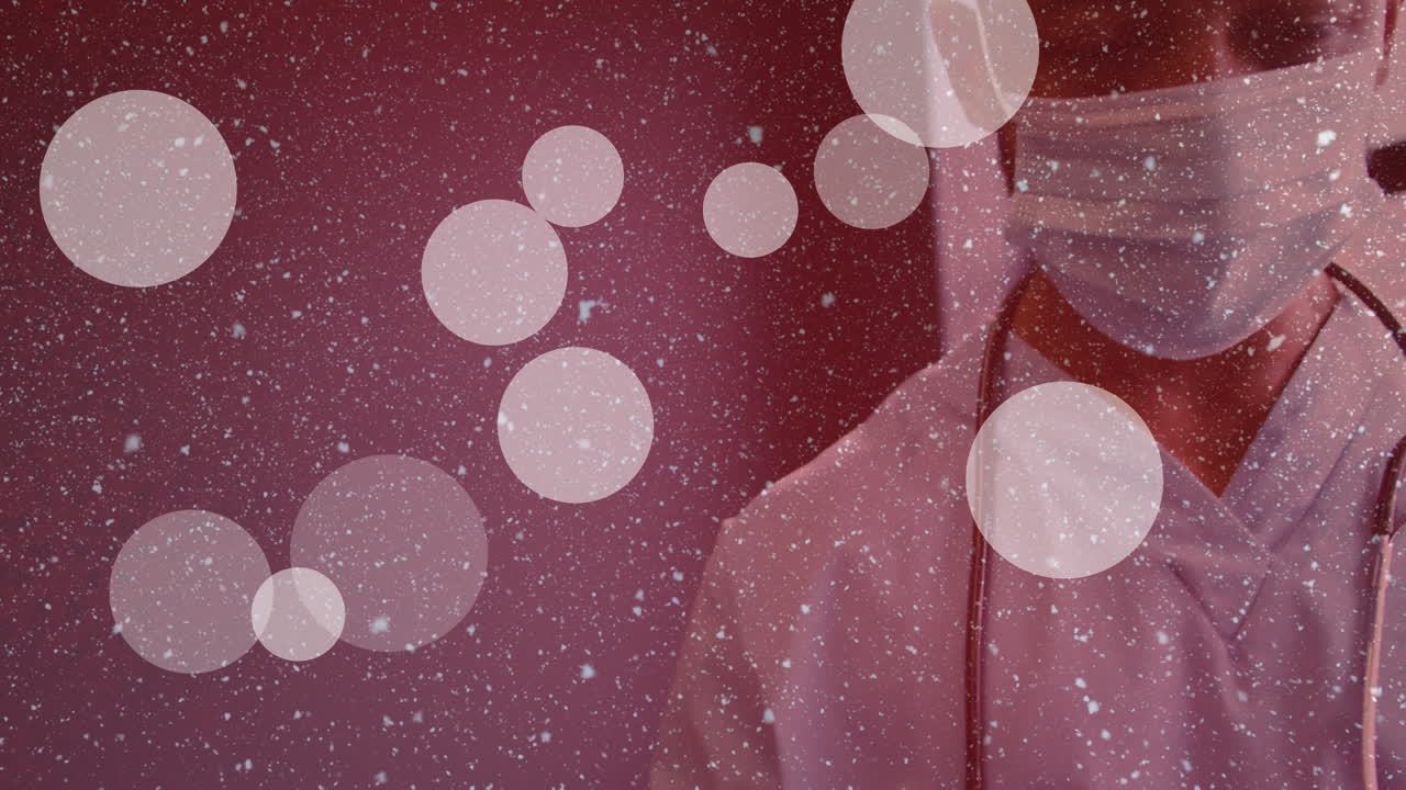 얼굴 마스크를 착용한 아프리카계 미국인 남성 의사 위에 모양의 애니메이션