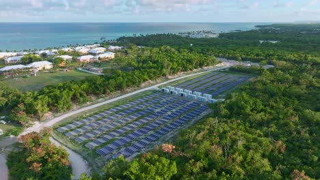 solar panels near coast powering hotels of punta cana, dominican republic