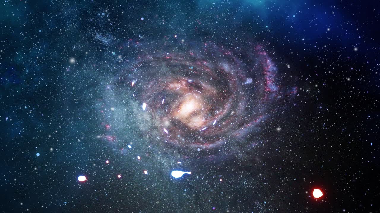 galaksen bevæger sig med meteorite stenfragmenter i universet