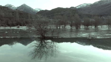 flooded valley in the mountains