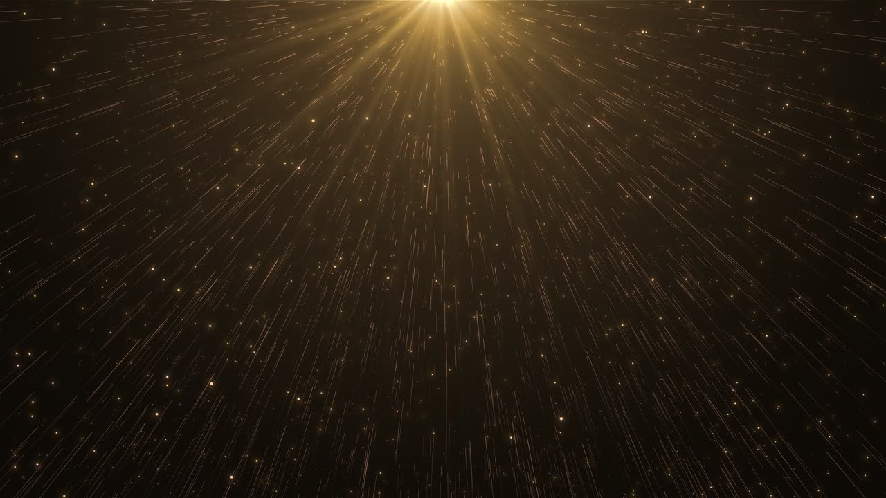 Golden Light Rays and Sparkling Particles Abstract Background