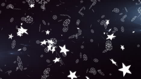 animación de copos de nieve cayendo sobre un fondo negro