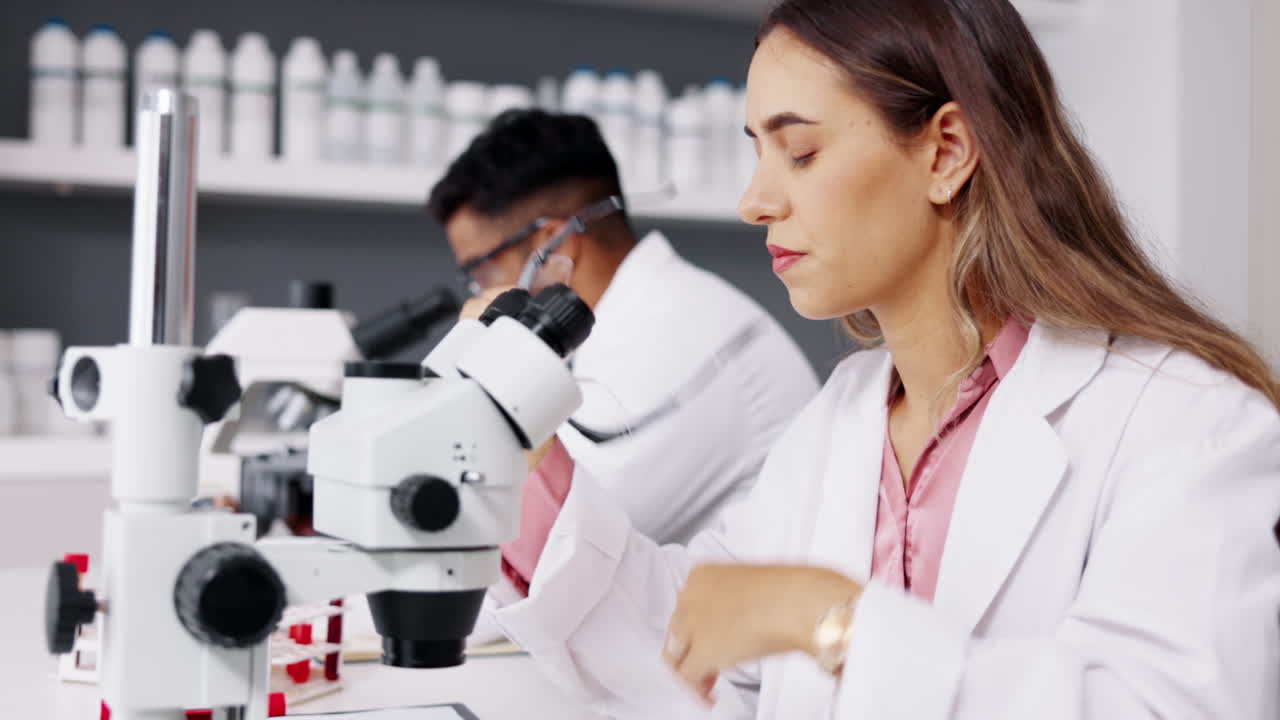 Stress headache, burnout and woman scientist