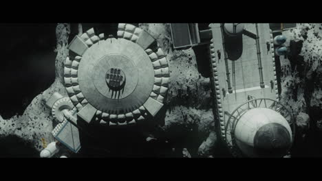 moon surface with a lunar base